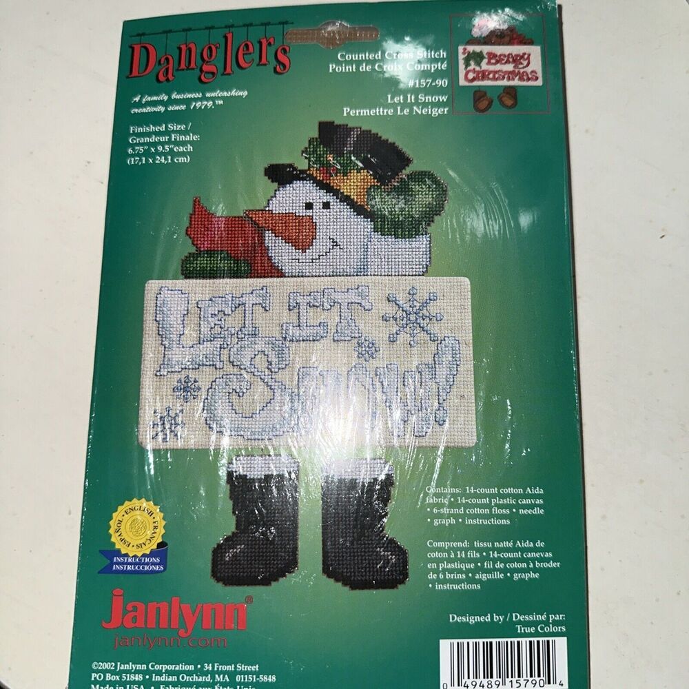 2000 Janlynn Danglers Counted Cross Stitch Kit #157-90 "Let It Snow Snowman Mm20